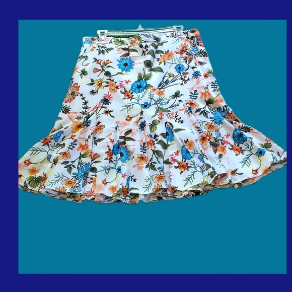 Fit and Flare Pleated Floral Skirt by Investments - Picture 1 of 5
